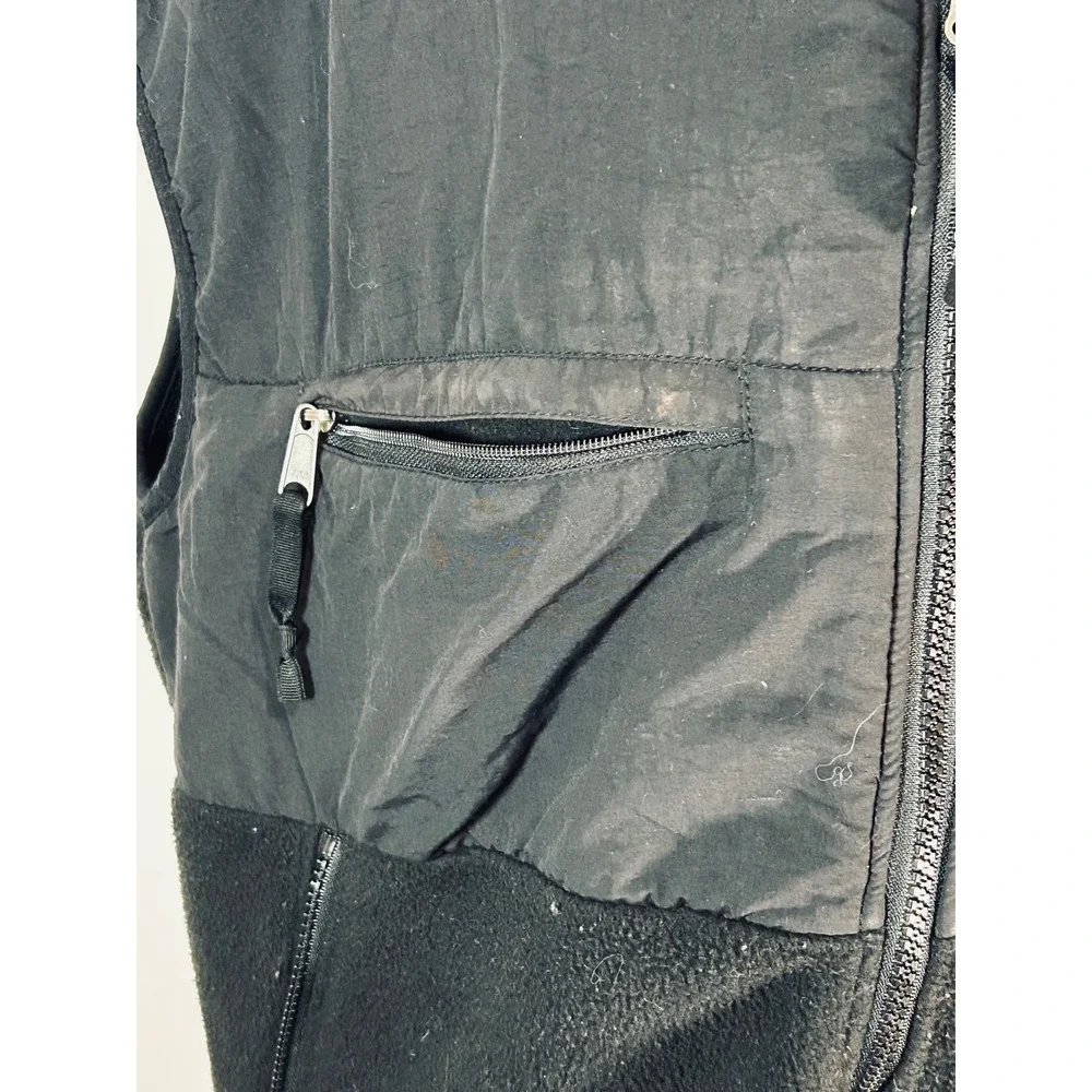 The North Face Denali Fleece Vest‎ Mens Black Full Zip Jacket Nylon Overlay